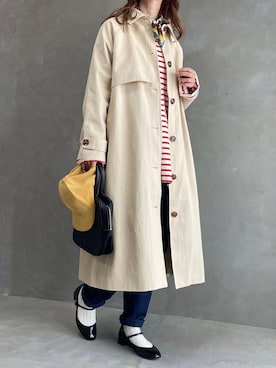「orcival」｜「アイテム（ステンカラーコート）」を使った、おと.さん（レディース・165cm）の春コーディネート