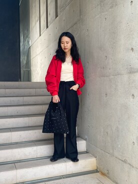 「Lui's（ルイス）のアイテム（ブルゾン）」を使った、きんたさん（レディース・159cm）の春コーディネート