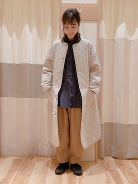 「サマンサモスモス」｜「アイテム（ノーカラーコート）」を使った、torikaiさん（レディース・160cm）の冬コーディネート
