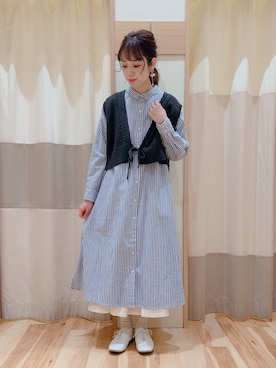 「サマンサモスモス」｜「アイテム（シャツワンピース）」を使った、torikaiさん（レディース・160cm）の冬コーディネート