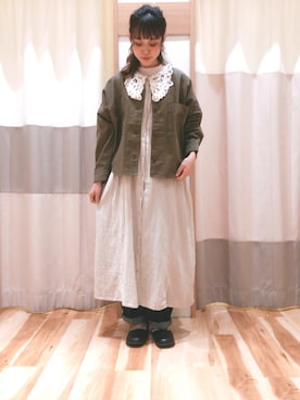「レースワンピース」｜「アイテム（ノーカラージャケット）」を使った、torikaiさん（レディース・160cm）の秋コーディネート