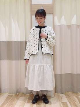 「サマンサモスモス」｜「アイテム（ノーカラージャケット）」を使った、torikaiさん（レディース・160cm）の冬コーディネート
