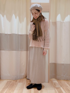 「Samansa Mos2 blue（サマンサモスモスブルー）のアイテム（モカシン/デッキシューズ）」を使った、torikaiさん（レディース・160cm）の冬コーディネート
