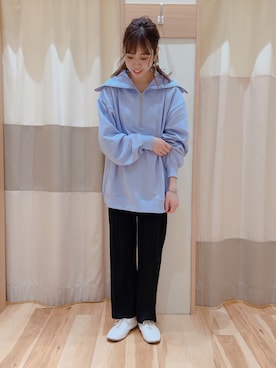 「Samansa Mos2 blue」｜「アイテム（スウェット）」を使った、torikaiさん（レディース・160cm）の冬コーディネート