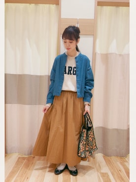 「秋」｜「アイテム（ノーカラージャケット）」を使った、torikaiさん（レディース・160cm）の秋コーディネート