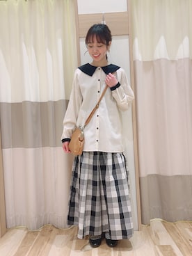 「Samansa Mos2（サマンサ モスモス）の配色前後2WAYブラウス（シャツ/ブラウス）」を使った、torikaiさん（レディース・160cm）の冬コーディネート