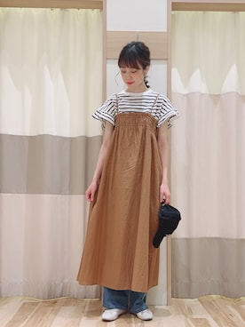 「Samansa Mos2 blue（サマンサモスモスブルー）のアイテム（ワンピース、オレンジ系）」を使った、torikaiさん（レディース・160cm）の夏コーディネート