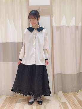 「Samansa Mos2（サマンサ モスモス）の配色前後2WAYブラウス（シャツ/ブラウス）」を使った、torikaiさん（レディース・160cm）の冬コーディネート