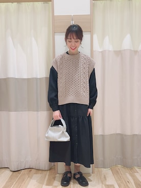 「Samansa Mos2 blue（サマンサモスモスブルー）のアイテム（ベスト）」を使った、torikaiさん（レディース・160cm）の冬コーディネート