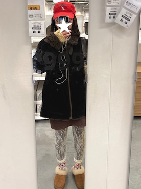 「アイテム（サンダル）」を使った、ikoさん（レディース・161cm）の冬コーディネート