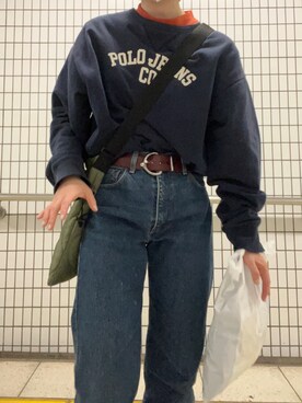 「Levi's（リーバイス）のアイテム（デニムパンツ、ブルー系）」を使った、あーチャンさん（レディース）の夏コーディネート