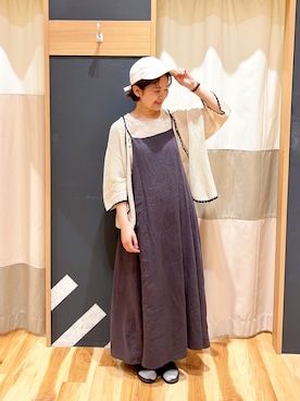 「Samansa Mos2 blue（サマンサモスモスブルー）のアイテム（キャップ）」を使った、おの 🧸さん（レディース・161cm）の春コーディネート