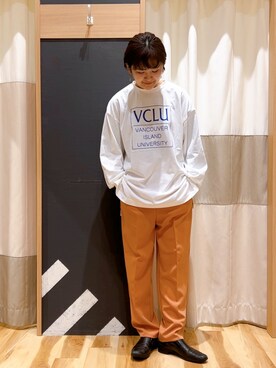 「Samansa Mos2 blue（サマンサモスモスブルー）のアイテム（パンツ、オレンジ系）」を使った、おの 🧸さん（レディース・161cm）の冬コーディネート