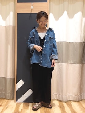 「Samansa Mos2 blue（サマンサモスモスブルー）のアイテム（サロペット/オーバーオール）」を使った、おの 🧸さん（レディース・161cm）の夏コーディネート