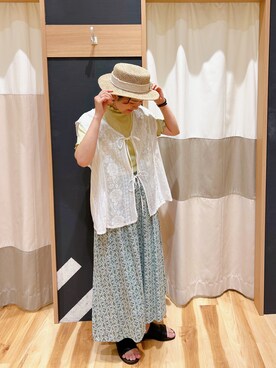 「Samansa Mos2（サマンサ モスモス）のレトロ壁紙風柄スカート（スカート）」を使った、おの 🧸さん（レディース・161cm）の夏コーディネート