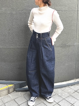 「SOMETHING（サムシング）のアイテム」を使った、EDWIN本社OFFICEさん（レディース・158cm）の冬コーディネート