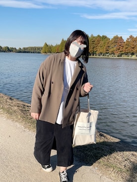 「flaner（フラネ）のアイテム（ジャケット/アウター）」を使った、とわさん（レディース・164cm）の秋コーディネート