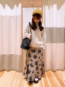 「Samansa Mos2 blue（サマンサモスモスブルー）のアイテム（ニットキャップ/ビーニー）」を使った、✿   あやか  ✿さん（レディース・145cm）の冬コーディネート