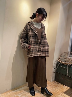 「Samansa Mos2 blue（サマンサモスモスブルー）のアイテム（その他アウター）」を使った、natsumiさん（レディース・155cm）の秋コーディネート
