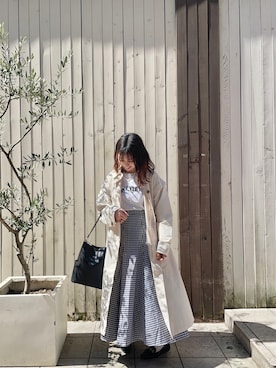 「Samansa Mos2 blue（サマンサモスモスブルー）のアイテム（ステンカラーコート）」を使った、natsumiさん（レディース・155cm）の春コーディネート