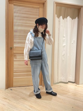 「Samansa Mos2 blue」｜「アイテム（ハンチング/ベレー帽）」を使った、natsumiさん（レディース・155cm）の冬コーディネート