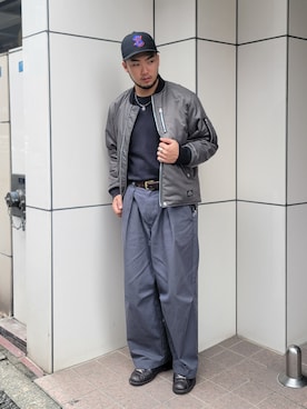 「schott（ショット）のアイテム（ブルゾン）」を使った、今野太那さん（メンズ・175cm）の秋コーディネート