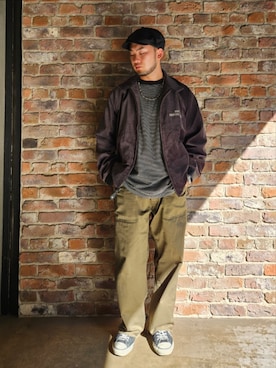 「schott（ショット）のアイテム（ブルゾン）」を使った、今野太那さん（メンズ・175cm）の秋コーディネート