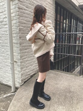 「one after another NICE CLAUP（ワンアフターアナザーナイスクラップ）のアイテム（ブルゾン）」を使った、MOEKA(イエベ春/骨格ナチュラル)さん（レディース・157cm）の冬コーディネート