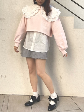 「one after another NICE CLAUP（ワンアフターアナザーナイスクラップ）のアイテム（スウェット）」を使った、MOEKA(イエベ春/骨格ナチュラル)さん（レディース・157cm）の冬コーディネート