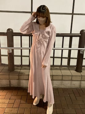 「one after another NICE CLAUP（ワンアフターアナザーナイスクラップ）の1着で着回し広がる。マルチWAYセットワンピース（ワンピース、ピンク系）」を使った、MOEKA(イエベ春/骨格ナチュラル)さん（レディース・157cm）の秋コーディネート