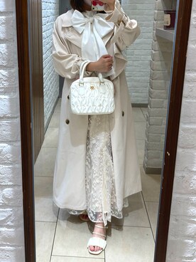 「one after another NICE CLAUP（ワンアフターアナザーナイスクラップ）のアイテム（トレンチコート）」を使った、MOEKA(イエベ春/骨格ナチュラル)さん（レディース・157cm）の春コーディネート