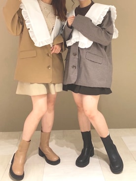 「one after another NICE CLAUP（ワンアフターアナザーナイスクラップ）のビッグカラーマルチWAYジャケット/premium order（テーラードジャケット、ベージュ系）」を使った、MOEKA(イエベ春/骨格ナチュラル)さん（レディース・157cm）の夏コーディネート