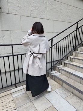 「OLIVE des OLIVE（オリーブデオリーブ）のアイテム（ステンカラーコート）」を使った、ゆい。さん（レディース・150cm）の夏コーディネート