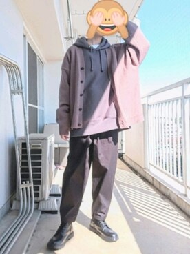 「アイテム（カーディガン/ボレロ、ブラウン系）」を使った、ふぁしゃぁさん（メンズ・161cm）の秋コーディネート
