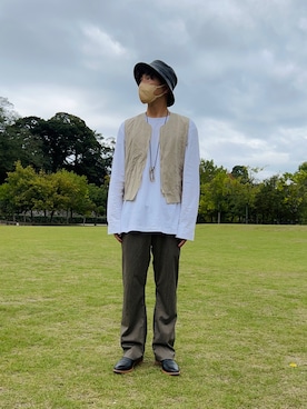 「sunsea」｜「アイテム（帽子）」を使った、Jigenさん（メンズ・178cm）の秋コーディネート