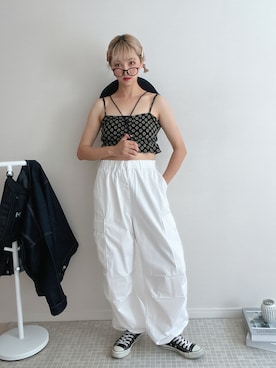 「ショート丈トップス」｜「アイテム（その他トップス）」を使った、soriso0712さん（レディース・164cm）の夏コーディネート