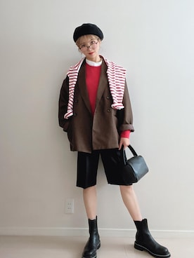 「チョコ色に染まれ」｜「アイテム（セットアップ）」を使った、soriso0712さん（レディース・163cm）の冬コーディネート