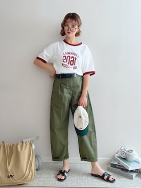 「GUコーデ」｜「アイテム（チノパンツ）」を使った、soriso0712さん（レディース・164cm）の夏コーディネート