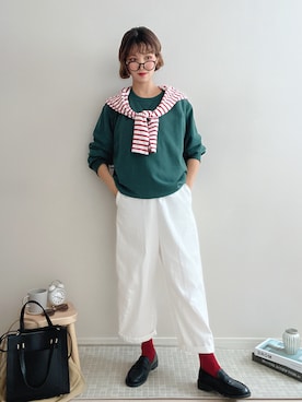「夏秋ミックス」｜「アイテム（スウェット）」を使った、soriso0712さん（レディース・164cm）の夏コーディネート