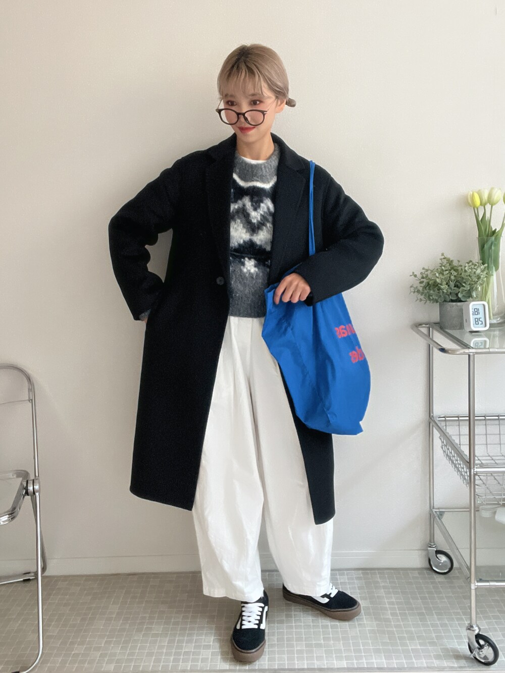 「新星WEARISTAにエントリー、シンプル、今日のコーデ、大人女子、大人かわいい、冬服、冬コーデ、ootd、レイヤードスタイル、大人コーデ、骨格ストレート、アウター、ユニクロ、UNIQLO、ニット」｜「BEAUTY&YOUTH UNITED ARROWSのアルパカブレンド ノルディックニットプルオーバー（ニット/セーター、グレー系）」を使った、soriso0712さん（レディース・164cm）の冬コーディネートの1枚目の写真