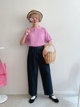 「麦わら帽子」｜「アイテム（バレエシューズ）」を使った、soriso0712さん（レディース・164cm）の夏コーディネート