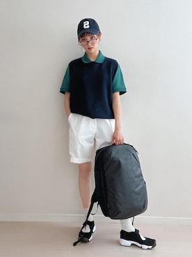 「半ズボン」｜「アイテム（キャップ）」を使った、soriso0712さん（レディース・163cm）の春コーディネート