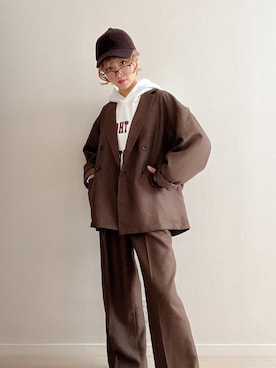 「セットアップ風」｜「アイテム（セットアップ）」を使った、soriso0712さん（レディース・163cm）の冬コーディネート