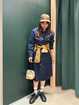 「アイテム（シャツワンピース）」を使った、miikuさん（レディース・153cm）の秋コーディネート
