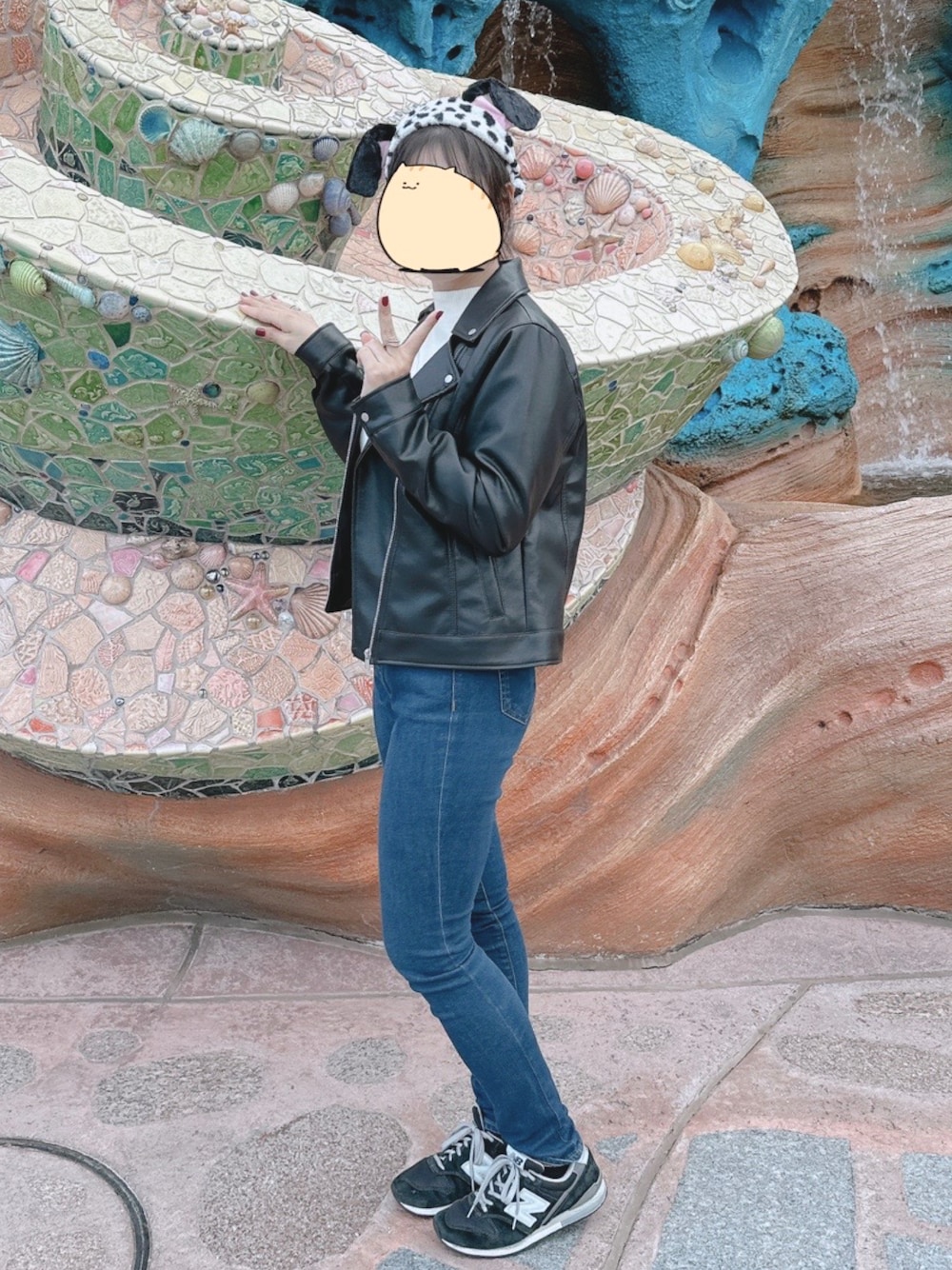 「ディズニー、ライダース」｜「GUのアイテム（デニムパンツ、ブルー系）」を使った、yukisnow17さん（骨格ストレート・レディース・163cm）の春コーディネートの1枚目の写真
