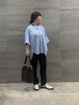 「GALLARDAGALANTE（ガリャルダガランテ）のハーフスリーブシャツ（シャツ/ブラウス、ブルー系）」を使った、gg__miyaさん（レディース・150cm）の春コーディネート