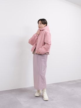 「アイテム（ナイロンジャケット）」を使った、DOLLUPOOPS_TEVALTさん（レディース・158cm）の冬コーディネート