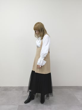 「アイテム（スカート）」を使った、DOLLUPOOPS_TEVALTさん（レディース・158cm）の秋コーディネート