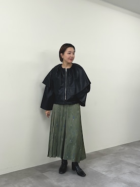 「アイテム（ライダースジャケット）」を使った、DOLLUPOOPS_TEVALTさん（レディース・158cm）の秋コーディネート