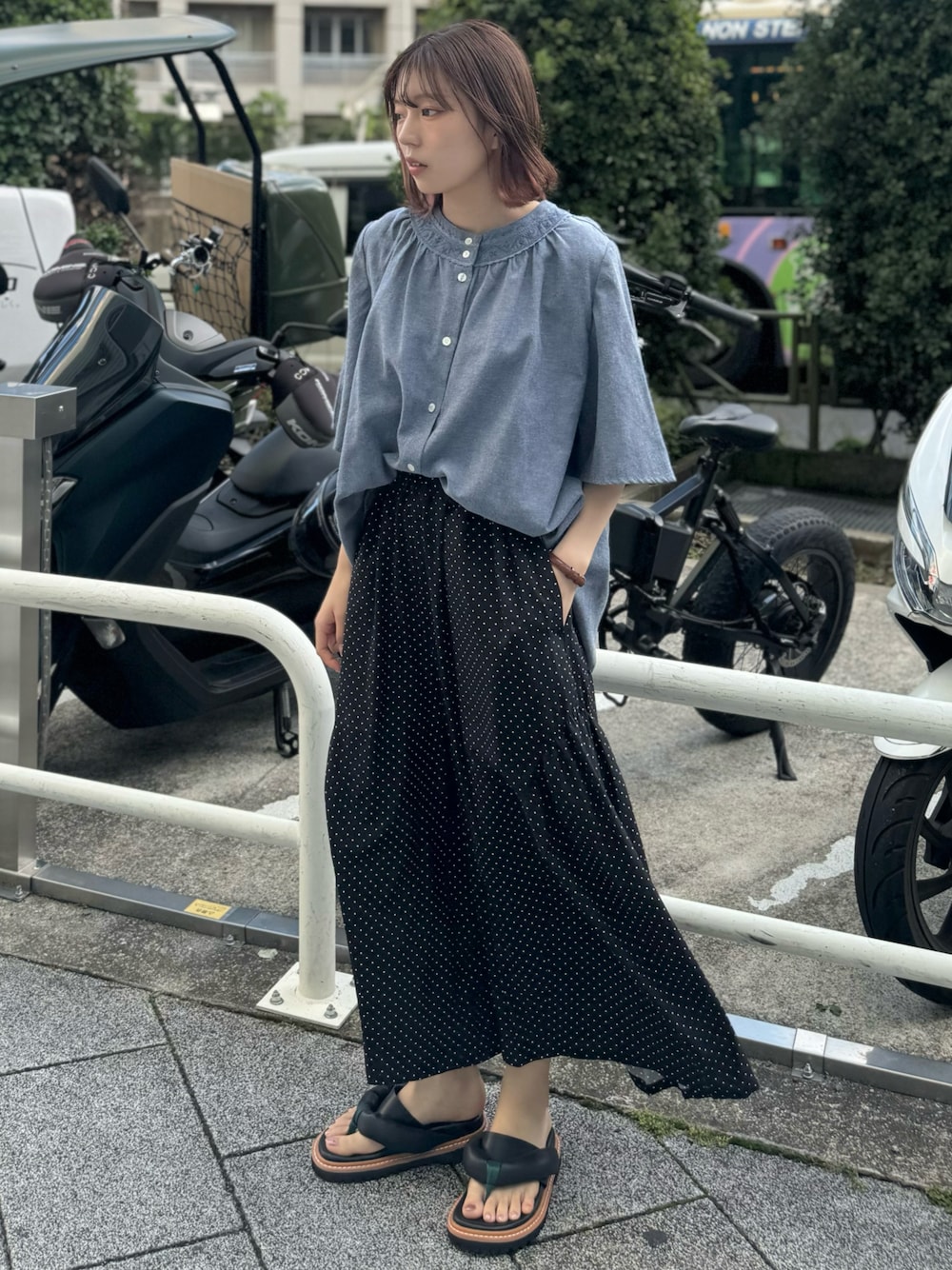 マクロドット スカートパンツを使った人気ファッション